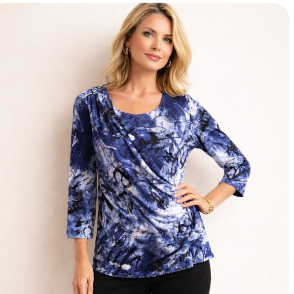 Laura Tops - ✨ Host Pick✨ Laura | Blue Ruched Twist-Side Modern Top
